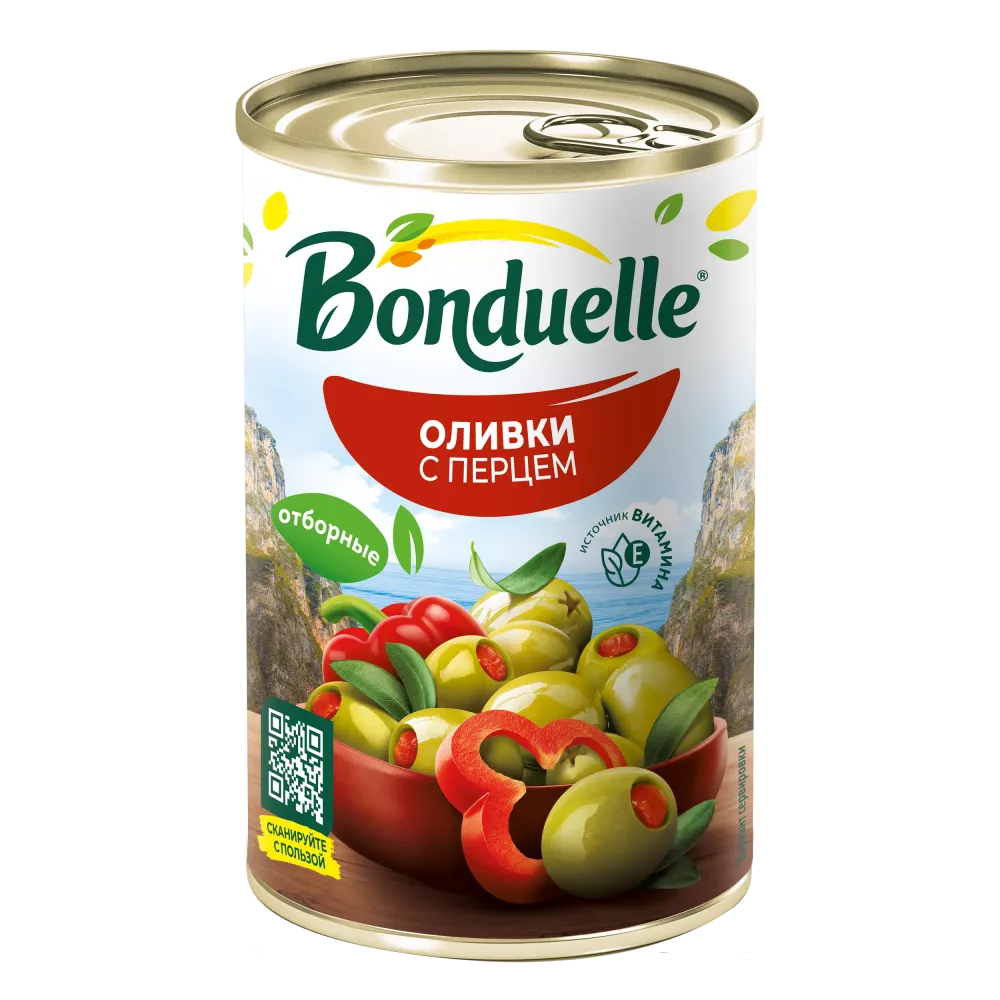Таттуу калемпир менен данексиз Bonduelle зайтундары, 300 г