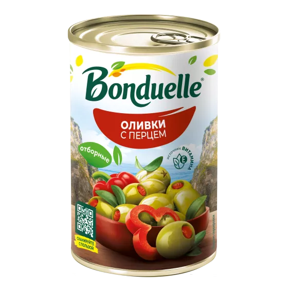 Таттуу калемпир менен данексиз Bonduelle зайтундары, 300 г
