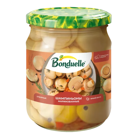 Уксусу жок маринаддалган Bonduelle шампиньондору, 500 г