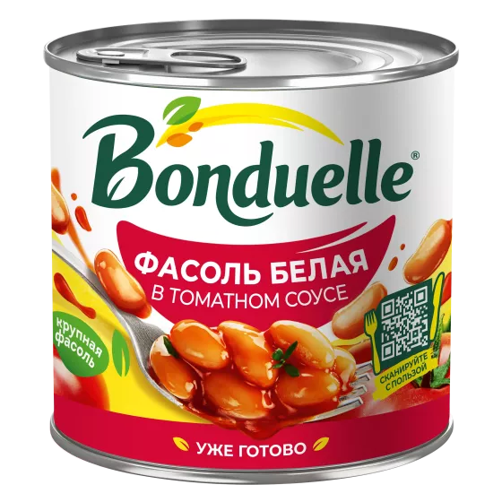 Томат туздугундагы консерваланган Bonduelle ак фасолу, 400 г